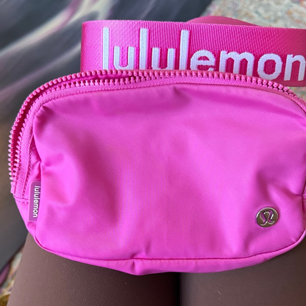 Lululemon Hot Pink Mesh Interior cross body Bag